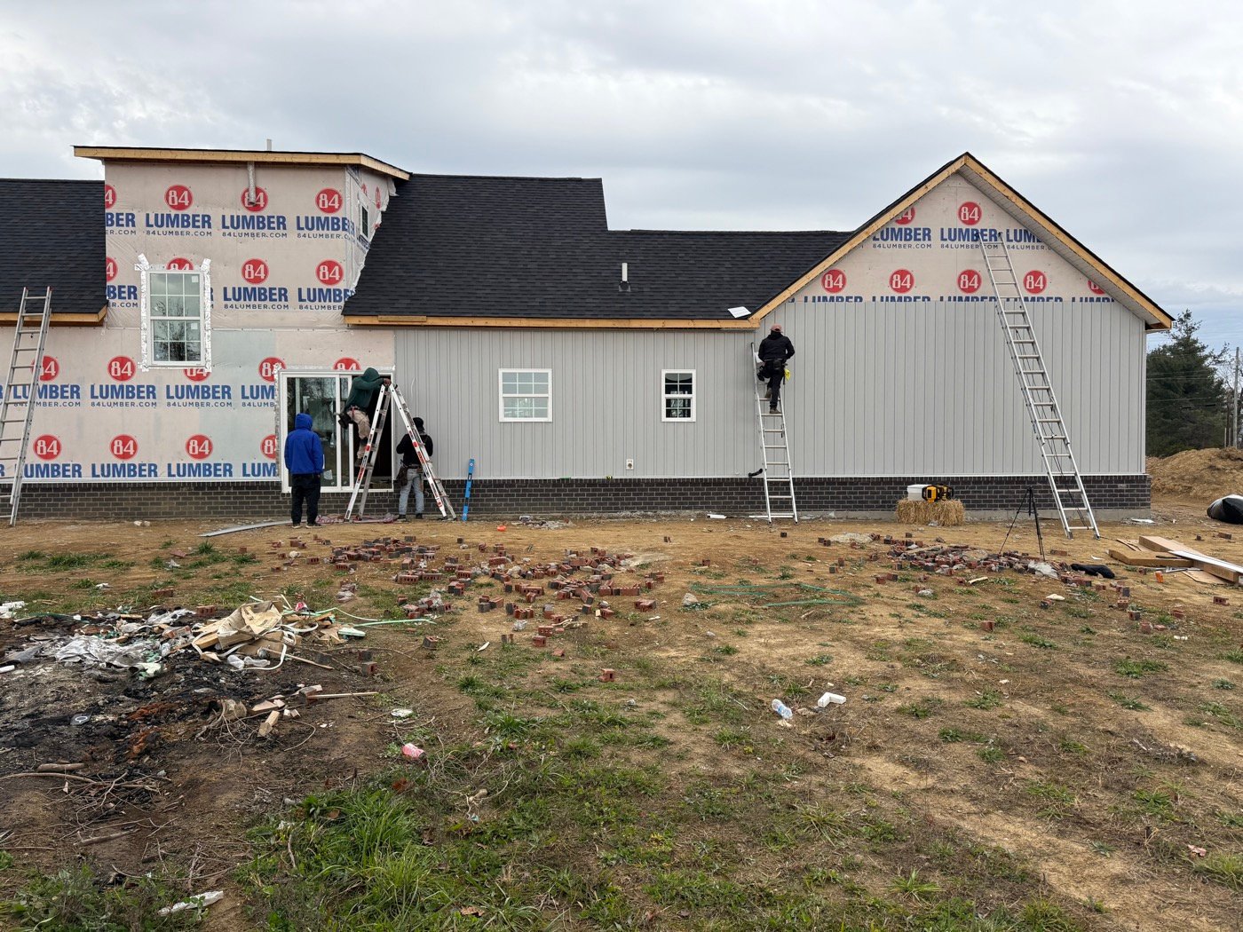 Siding installation on new residential construction